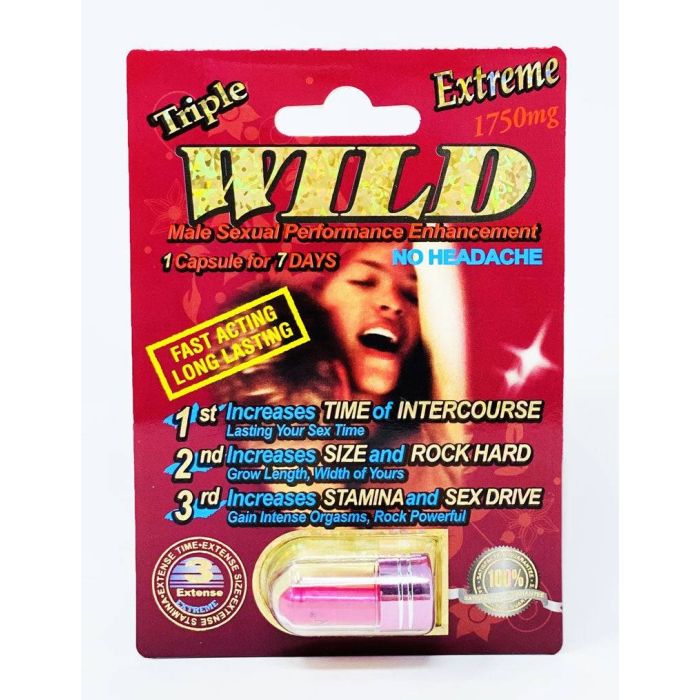 Wild Extreme 1750mg Triple Maximum Sexual Male Enhancement Red Pill - supplemynts.com