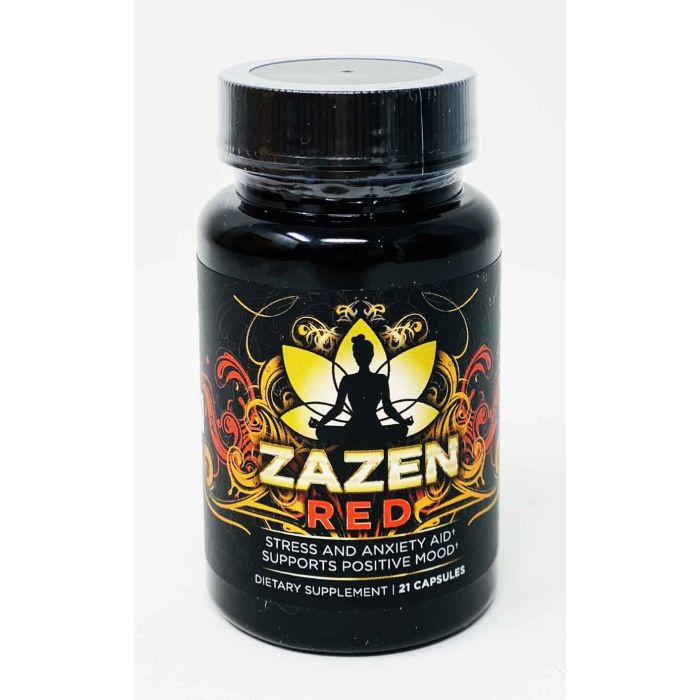 Zazen Red Stress and Anxiety Aid Dietary Supplement 21 Caps Bottle - supplemynts.com