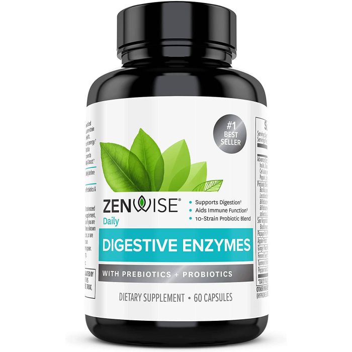 Zenwise Daily Digestive Enzymes Pre Probiotics Supplement Veggie Caps - supplemynts.com