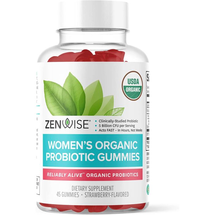 Zenwise Women’s Organic Probiotic 45 Strawberry Flavored Gummies - supplemynts.com