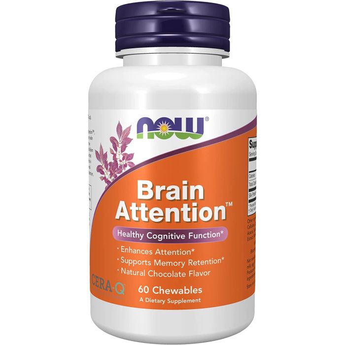 NOW Brain Attention Healthy Cognitive Function Supplement 60 Chewables - supplemynts.com