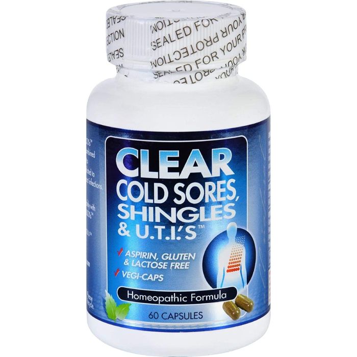 Clear Cold Sores Shingles UTIs Homeopathic Herbal Relief Formula 60C - supplemynts.com