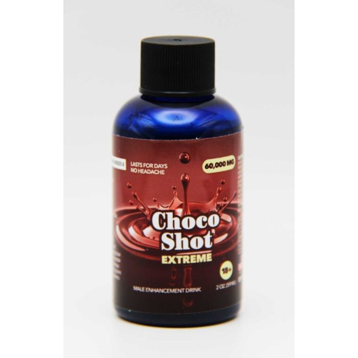 Choco Shot Extreme energy and stamina drink bottle side view adult male performance supplement