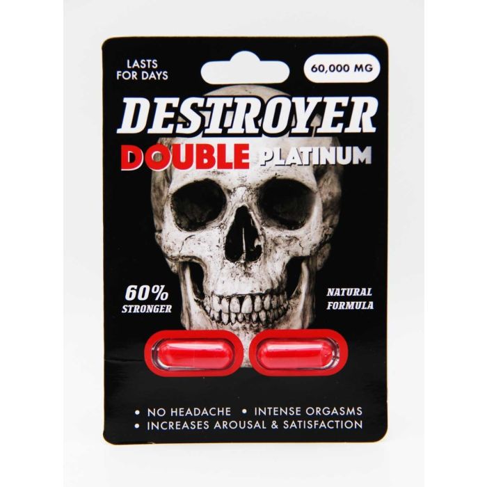 Destroyer Double Platinum supplement facts label tribulus maca ginkgo capsule packaging back view