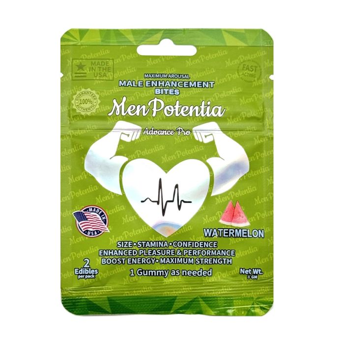Men Potentia Advance Pro Watermelon Male Enhancement Gummies in a 2-pack, boosting male performance and stamina, Halal certified and gelatin-free