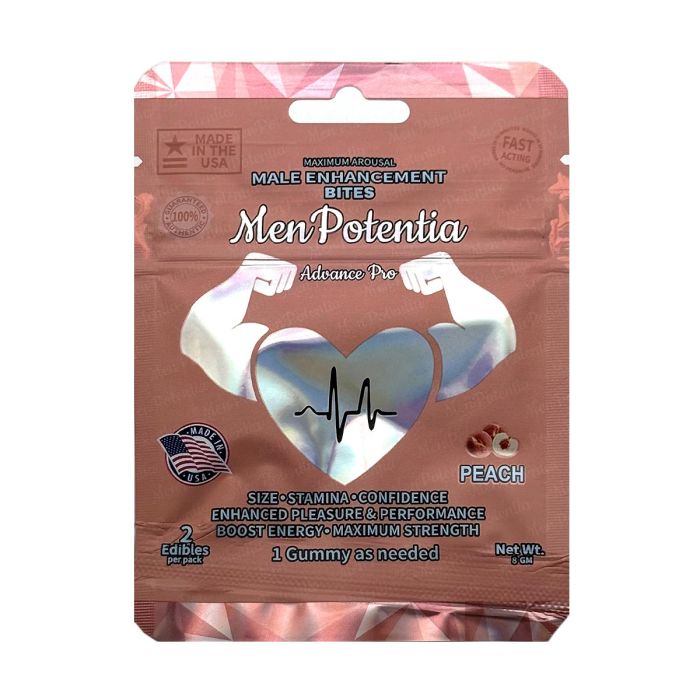 Men Potentia Advance Pro Peach Male Enhancement Gummies, Halal and Gelatin Free, 2 per pack