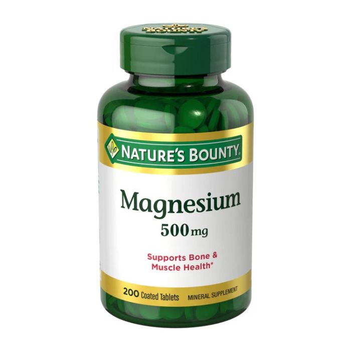 Magnesium 500mg 200 Tablets Mineral Supplement Nature's Bounty