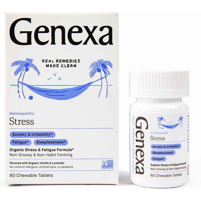 Genexa Stress Relief Medicine Homeopathic 60 Chewable Tablets - supplemynts.com