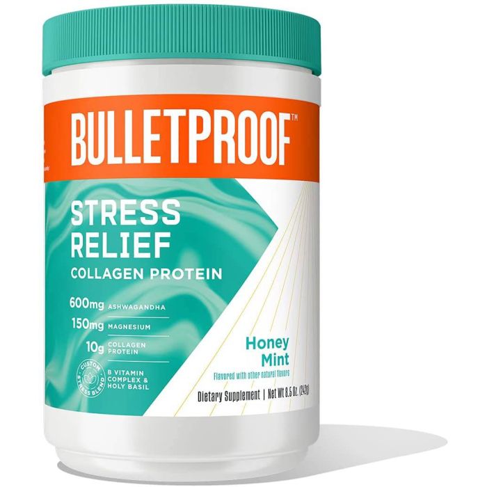 Bulletproof Stress Relief Collagen Protein Powder 8.5 Oz. Honey Mint - supplemynts.com