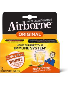 Airborne 1000mg Vitamin C 10 Effervescent Tablets Zesty Orange Flavor - supplemynts.com