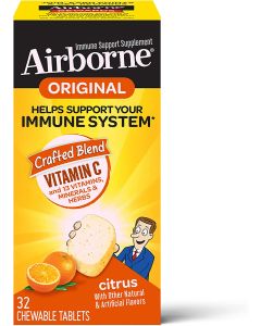 Airborne 1000mg Vitamin C 32 Chewable Tablets Citrus Immune Support - supplemynts.com