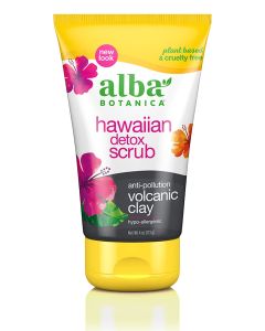 Alba Botanica Hawaiian Detox Scrub Anti Pollution Volcanic Clay 4 Oz