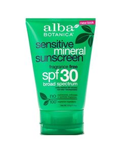 Alba Botanica Sensitive Mineral Sunscreen Fragrance Free SPF 30 4 Oz - supplemynts.com