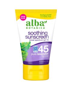Alba Botanica Soothing Sunscreen Pure Lavender Lotion 45 spf 4 Oz