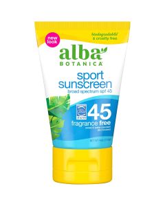 Alba Botanica Sport Sunscreen Lotion 45 SPF Fragrance Free 4 Oz