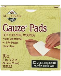 All Terrain Latex Free Gauze Pads 10 Count Ultra Soft Wound Cleaner