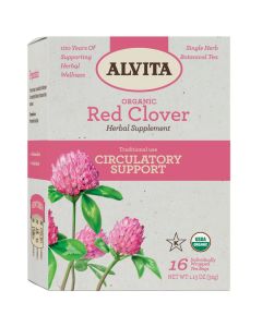 Alvita Organic Red Clover Tea Herbal Circulatory Support 16 Bags - supplemynts.com