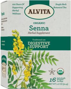 Alvita Organic Senna Tea Herbal Digestive Support 16 Bags - supplemynts.com