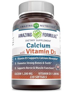 Amazing Formulas Calcium with Vitamin D3 Supplement 220 Softgels - supplemynts.com
