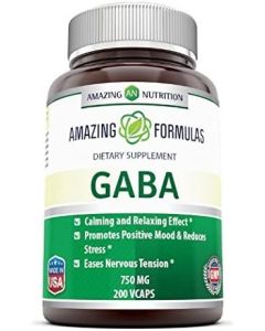 Amazing Formulas GABA 750 Mg 100 Caps Relaxing Effect Supplement