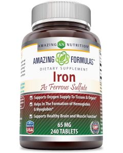 Amazing Formulas Ferrous Sulfate 65mg 240 Tablets Healthy Muscle - supplemynts.com