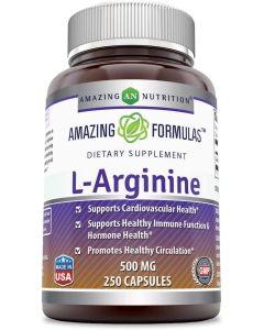 Amazing Formulas L Arginine 500mg 250 Caps Cardiovascular Health