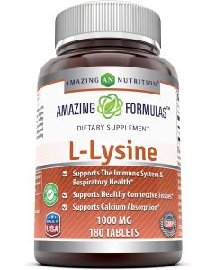 Amazing Formulas L-Lysine 1000mg 180 Tablets Immune Support Supplement - supplemynts.com