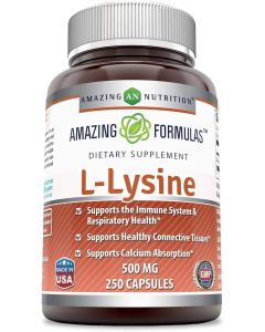 Amazing Formulas L-Lysine 500mg 250 Caps Immune Support Supplement - supplemynts.com