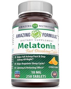 Amazing Formulas Melatonin Fast Dissolving 10mg 250 Tablets Citrus