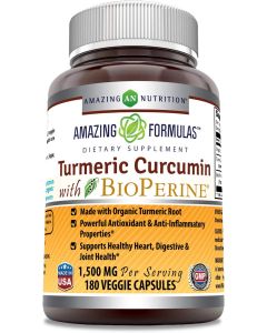 Amazing Formulas Turmeric Curcumin BioPerine 1500 Mg 180 Veggie Caps - supplemynts.com