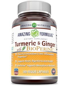 Amazing Formulas Turmeric Ginger with BioPerine 180 Veggie Capsules - supplemynts.com