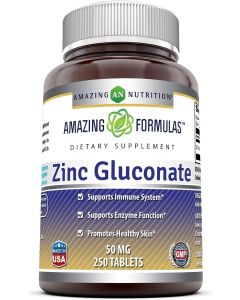 Amazing Formulas Zinc Gluconate 50mg 250 Tablets Immune Support - supplemynts.com