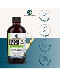 Amazing Herbs Black Seed &amp; Flax Seed Oil Blend 8 Oz Solvent Free - supplemynts.com