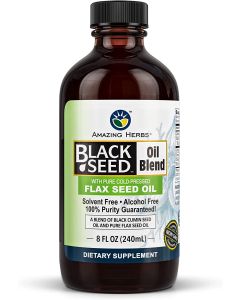 Amazing Herbs Black Seed & Flax Seed Oil Blend 8 Oz Solvent Free - supplemynts.com