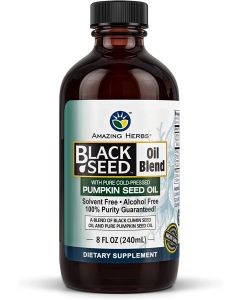 Amazing Herbs Black Seed & Pumpkin Seed Cold Pressed Oil Blend 8 Oz - supplemynts.com