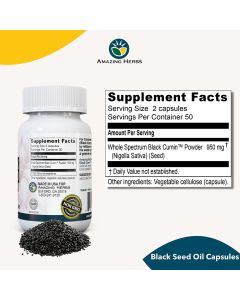 Amazing Herbs Black Seed Whole Spectrum Original Plain 100 Veggie Caps - supplemynts.com