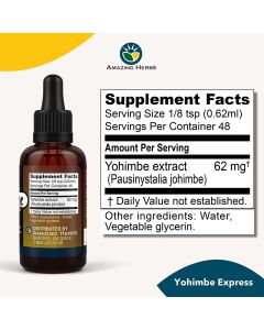 Amazing Herbs Yohimbe Express Liquid Extract 100mg Alcohol Free 1 Oz - supplemynts.com