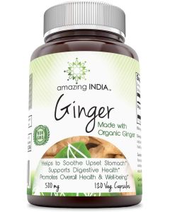 Amazing India Ginger 500 Mg 120 Veggie Capsules Digestive Health - supplemynts.com