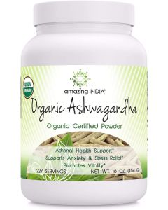 Amazing India Organic Ashwagandha Powder 16 Oz Adrenal Health - supplemynts.com