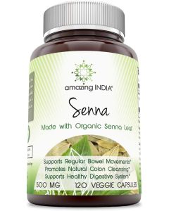 Amazing India Senna 500mg 120 Veggie Capsules Digestive Health