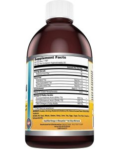 Amazing Omega Brain Health Norwegian Liquid Fish Oil 16oz Lemon Flavor