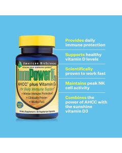 American BioSciences ImmpowerD3 Immune System Support 30 Veggie Caps