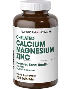 American Health Chelated Calcium Magnesium Zinc 250 Tablets Non GMO - supplemynts.com