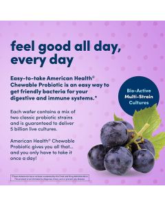 American Health Daily Chewable Probiotic Tablet Grape Immune System
