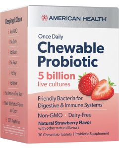 American Health Daily Chewable Probiotic Tablet Strawberry 5 Billion