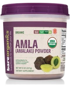 Amla Amalaki Powder 8 Oz Gluten Free Vegan Immune Support BareOrganics