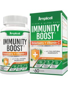 Amplicell Immunity Boost Elderberry Vitamin C 60 Caps Immune Defense - supplemynts.com