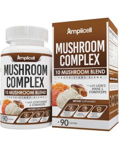 Amplicell Mushroom Complex 10 In 1 Blend 90 Caps Lion's Mane Cordyceps