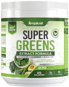 Amplicell Super Greens Extract Formula Sugar Free Powder 270g - supplemynts.com