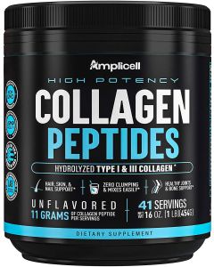 Amplicell Unflavored Collagen Peptides Powder Skin Nails Hair Support - supplemynts.com